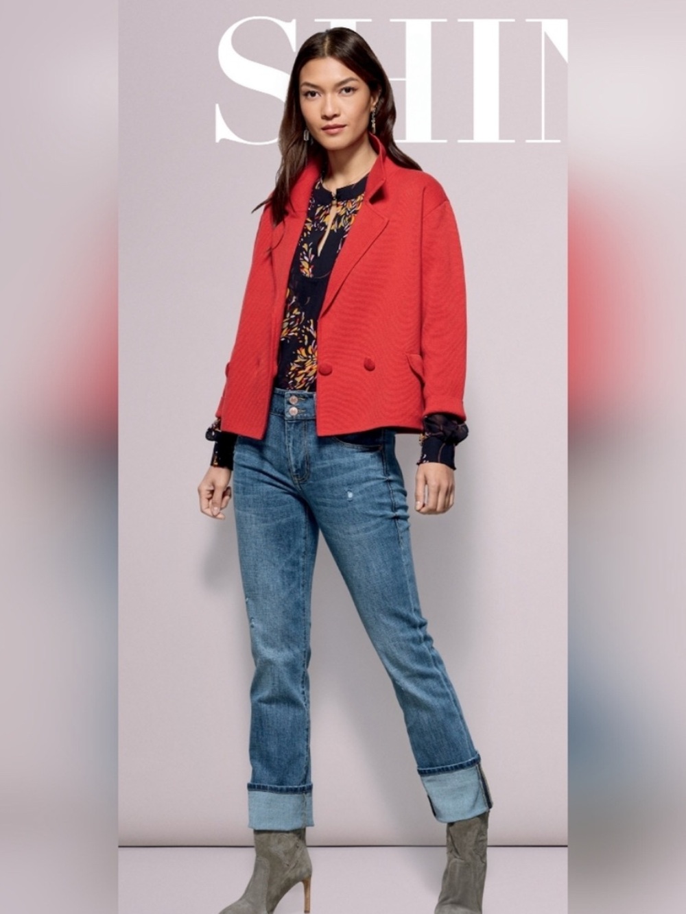 CAbi Coronation Fall 23 Knit Blazer|Cardigan In Chili Red Style Number 4479